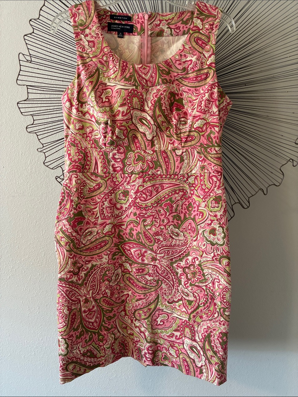 Jones NewYork Signature Sheath Dress Pink & Green Size 10